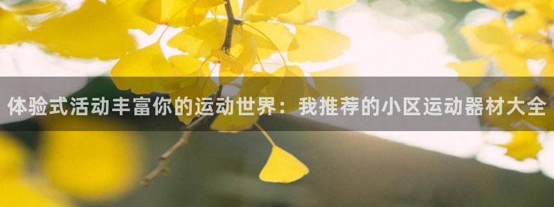 凯捷体育:体验式活动丰富你的运动世界:我推荐的小区运动器材大